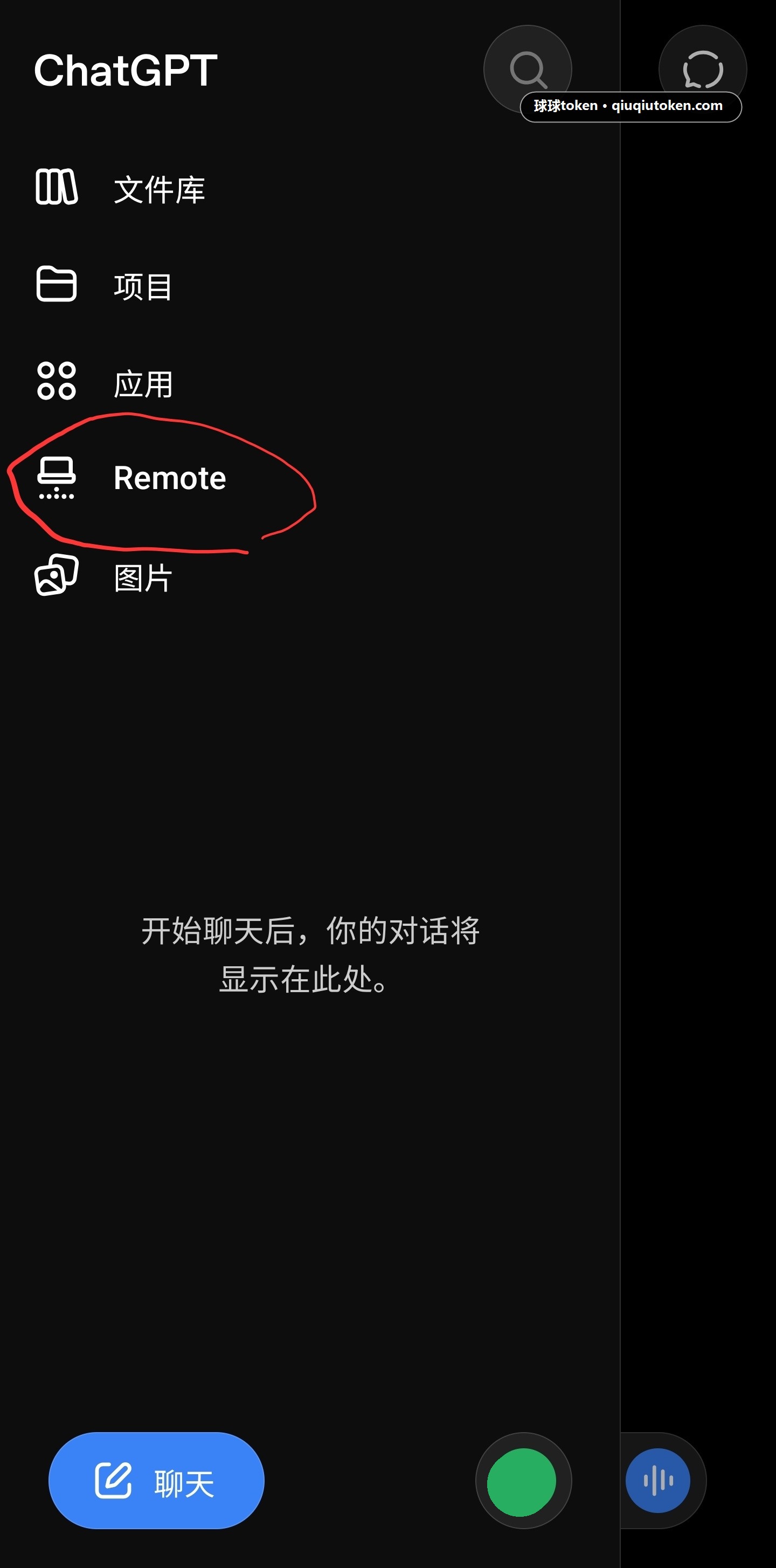 手机端 ChatGPT 侧边栏进入 Remote
